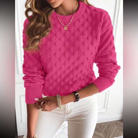 Luxe popcorn knit sweater top - Picture 10 of 16